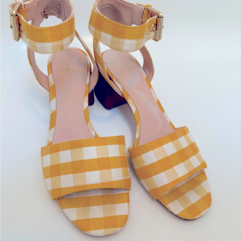 Adorable yellow gingham J Crew sandals - Picture 2 of 7